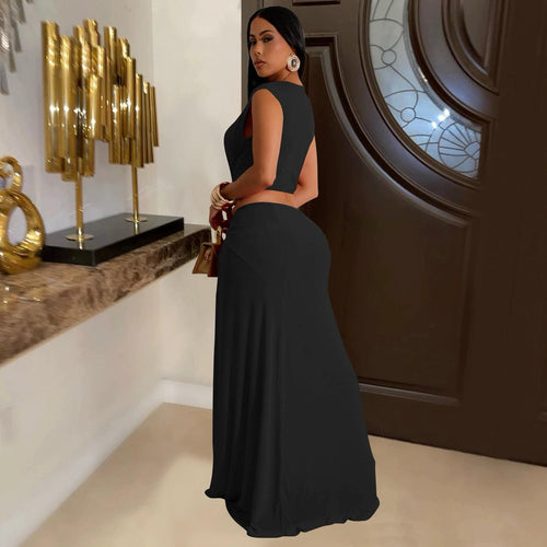 Ebony Slit Maxi Dress In Black