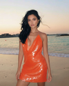 Edith Backless Sequin Mini Dress - Orange / L
