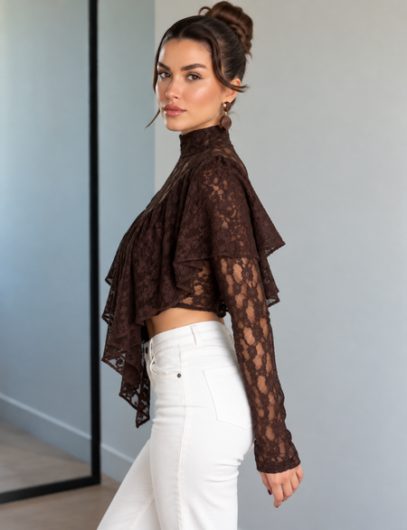 Cassie Crop Ruffle Lace Top