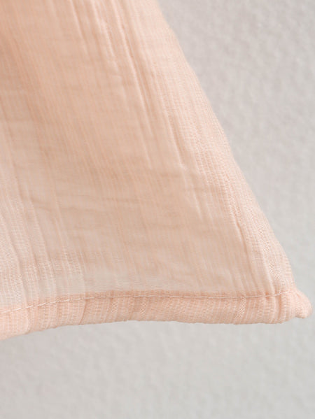 Elara Lace-Up Oversized Summer Top In Peach - close-up of side hem fabric detail - Miss Mosa By Akanksha