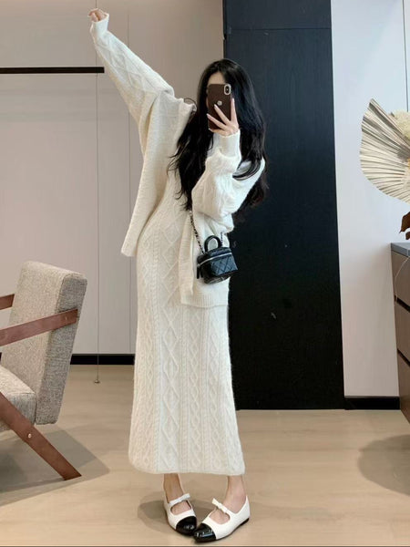 Elda Luxe Winter Dress With Cape - full-length side shot, cream - Miss Mosa By Akanksha