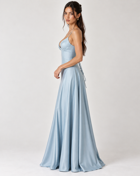 Holly Drop Waist Satin Maxi Dress