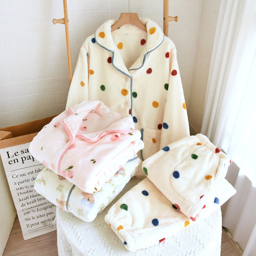 Elena Cherry Fleece Nightsuit In Peach