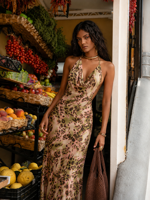 Eleni Halterneck Printed Maxi Dress