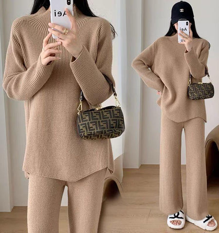 Elestren Winter Trackset - lifestyle shot on model, camel - Miss Mosa By Akanksha