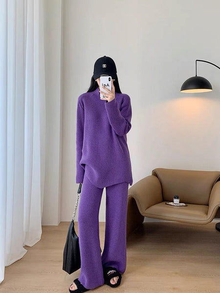 Elestren Winter Trackset - full-length shot on model, purple - Miss Mosa By Akanksha