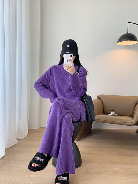 Elestren Winter Trackset - full-length shot on model, purple - Miss Mosa By Akanksha