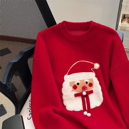 Elfie Santa Christmasy Sweater - front shot on model, red - Miss Mosa By Akanksha