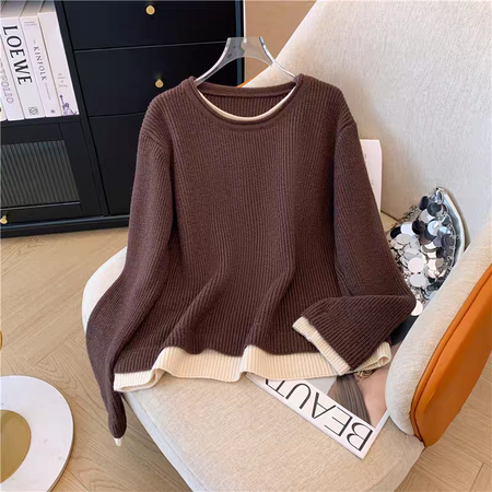 Elif Luxe Winter Coord Set - flat-lay product shot of sweater on hanger, brown - Miss Mosa By Akanksha