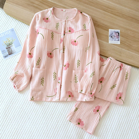 Elinora Cotton Padded Nightsuit In Pink - flat-lay product shot - Miss Mosa By Akanksha