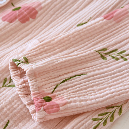 Elinora Cotton Padded Nightsuit In Pink - close-up of cuff detail - Miss Mosa By Akanksha