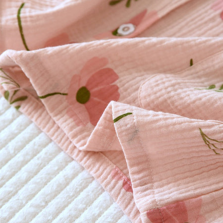 Elinora Cotton Padded Nightsuit In Pink - close-up of fabric detail - Miss Mosa By Akanksha