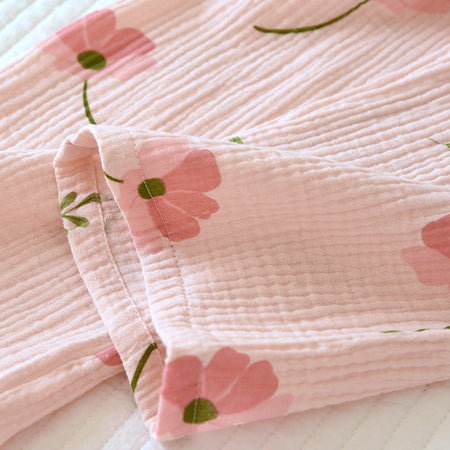 Elinora Cotton Padded Nightsuit In Pink - close-up of sleeve detail - Miss Mosa By Akanksha