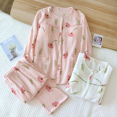 Elinora Cotton Padded Nightsuit In Pink - flat-lay product shot - Miss Mosa By Akanksha