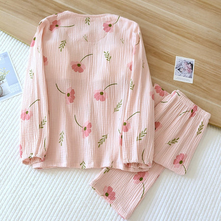 Elinora Cotton Padded Nightsuit In Pink - back flat-lay product shot - Miss Mosa By Akanksha