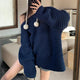 Elisa Luxe Sweater With Belt - off-shoulder styled shot, navy blue - Miss Mosa By Akanksha