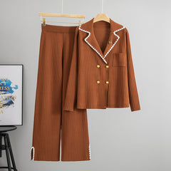 Elise Premium Woolen Coord Set - flat-lay shot, rust brown - Miss Mosa By Akanksha