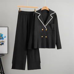 Elise Premium Woolen Coord Set - flat-lay shot, black - Miss Mosa By Akanksha