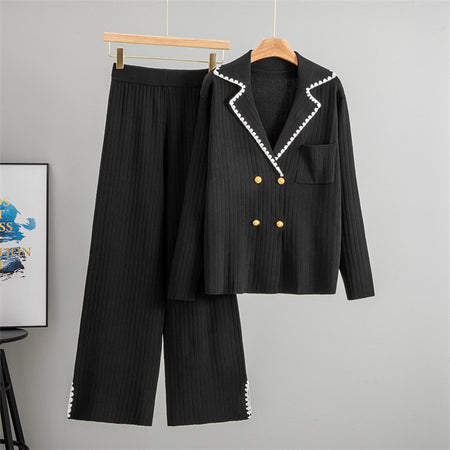 Elise Premium Woolen Coord Set - flat-lay shot, black - Miss Mosa By Akanksha