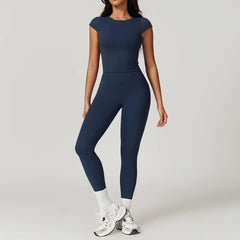 Eliza Premium Activewear Set - front shot on model, navy - Miss Mosa By Akanksha