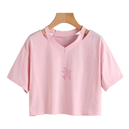 Ella Summer Crop Top In Pink - front shot on hanger - Miss Mosa By Akanksha