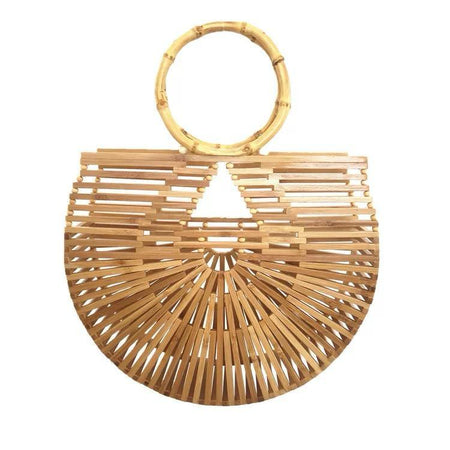 Elliot Statement Bag In Brown - flat-lay product shot, tan - Miss Mosa By Akanksha