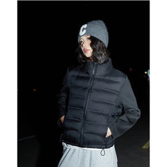 Elma Warm Winter Essential Puffer Jacket - front shot on model outdoors, black - Miss Mosa By Akanksha
