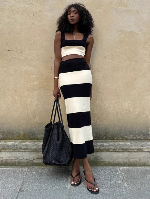 Elodie Luxe Stripe Coord Skirt Set