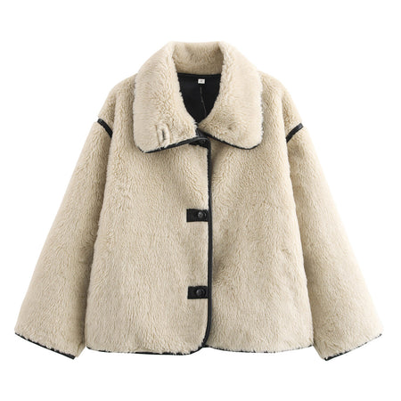 Elodie Premium Fur Coat - flat-lay shot, cream - Miss Mosa By Akanksha