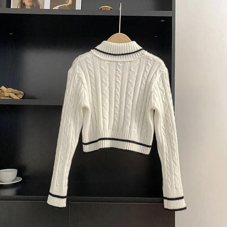 Elowen Statement Sweater - back hanging product shot, white - Miss Mosa By Akanksha
