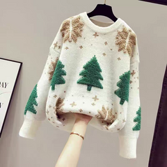 Elsie Cute Christmasy Sweater - product shot on hanger, off-white - Miss Mosa By Akanksha
