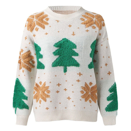 Elsie Cute Christmasy Sweater - flat-lay product shot, off-white - Miss Mosa By Akanksha