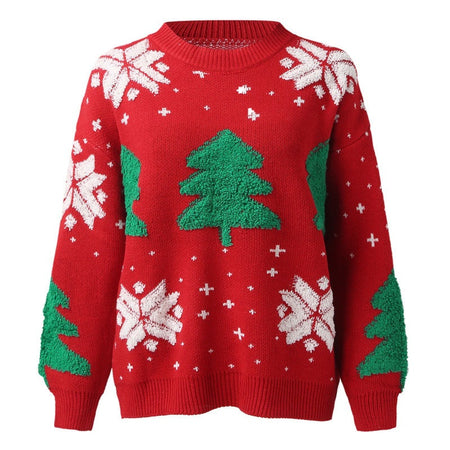 Elsie Cute Christmasy Sweater - flat-lay product shot, red - Miss Mosa By Akanksha