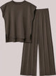 Elvin Knit Coord Set - flat-lay product shot, brown - Miss Mosa By Akanksha