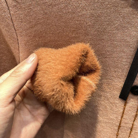 Emeka Fleece Lined Bow Sweater - close-up of cuff detail, brown - Miss Mosa By Akanksha
