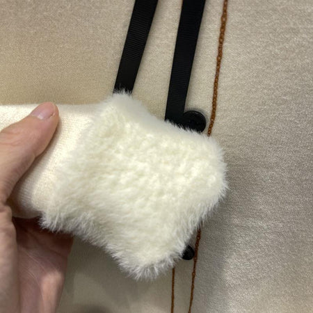 Emeka Fleece Lined Bow Sweater - close-up of cuff detail, off-white - Miss Mosa By Akanksha