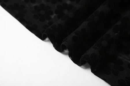 Emilia Statement Bodycon Mesh Dress In Black - close-up of fabric detail - Miss Mosa By Akanksha