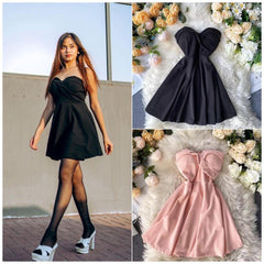 Emilia Tube Dress - lifestyle shot on model and flat-lay product shot, black - Miss Mosa By Akanksha