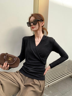 Emina Statement Partywear Formal Tops - front shot on model, black - Miss Mosa By Akanksha