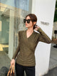 Emina Statement Partywear Formal Tops - front shot on model outdoors, olive green - Miss Mosa By Akanksha