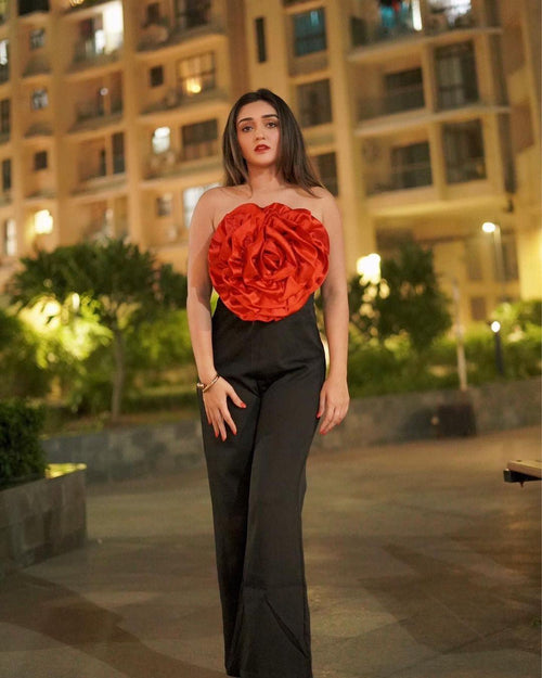 Emmy Off-Shoulder Jumpsuit In Red