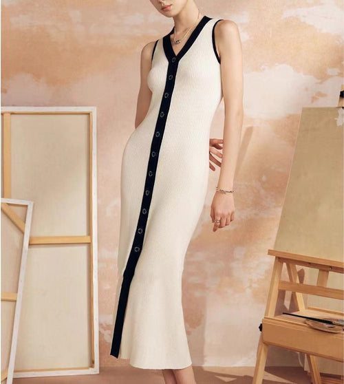 Emy Luxe Soft Knit Dress In White