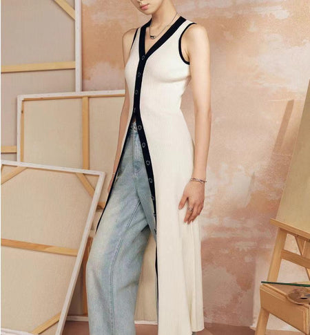 Emy Luxe Soft Knit Dress In White - front shot on model - Miss Mosa By Akanksha