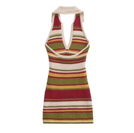 Era Soft Crochet Knit Dress In Multicolour - back shot on hanger - Miss Mosa By Akanksha