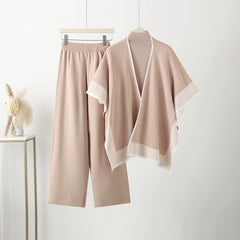 Erabella Winter Coord Set -With Cape - flat-lay shot of cape and trousers on hanger, blush pink - Miss Mosa By Akanksha