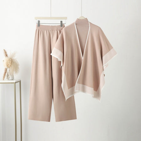 Erabella Winter Coord Set -With Cape - flat-lay shot of cape and trousers on hanger, blush pink - Miss Mosa By Akanksha