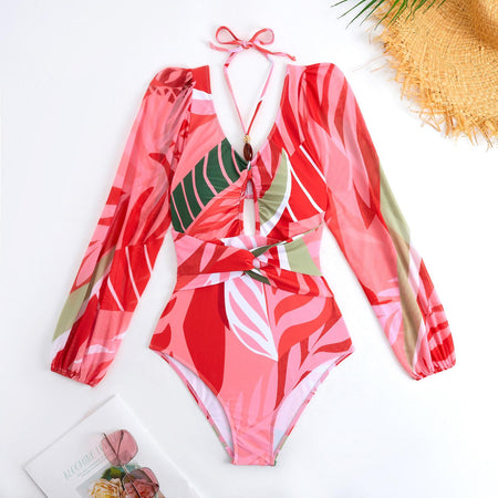 Evanna Swimsuit With Ruffled Skirt In Pink - front flat-lay product shot of swimsuit - Miss Mosa By Akanksha