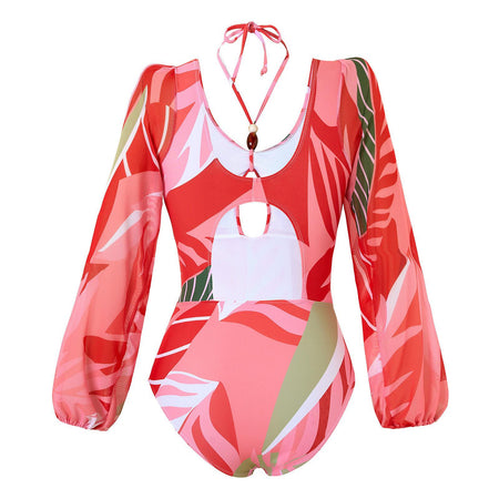 Evanna Swimsuit With Ruffled Skirt In Pink - back flat-lay product shot of swimsuit - Miss Mosa By Akanksha