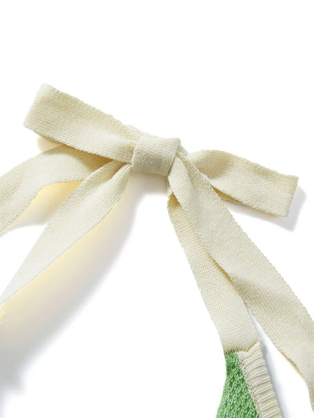 Evelia Luxe Soft Knit Dress In Green - close-up of knit halter tie - Miss Mosa By Akanksha