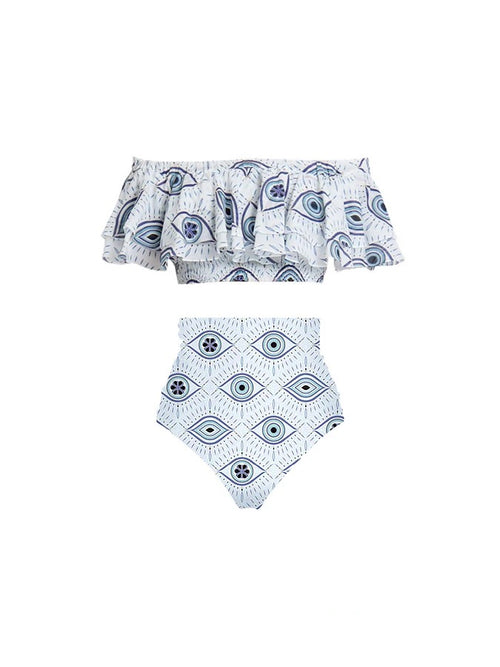 Evil Eye Luxe Swimsuit with Skirt In Blue